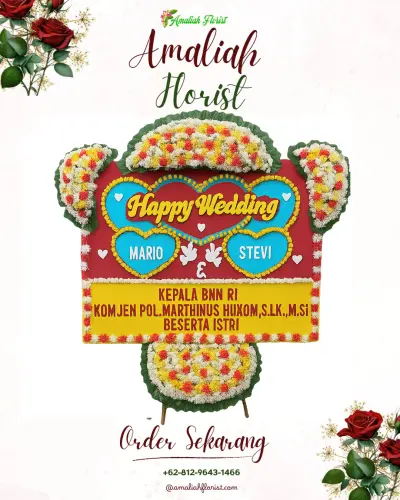 Karangan Papan Bunga Pernikahan di Ngletih